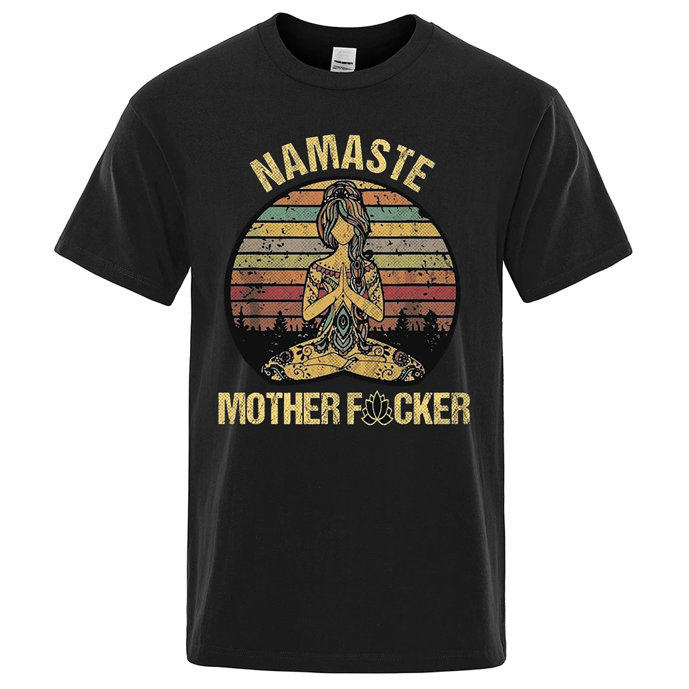 

Винтажная забавная футболка Namaste с надписью Mother, Мужская футболка, мужские хлопковые футболки, топы в стиле Харадзюку, Одежда большого размера с коротким рукавом