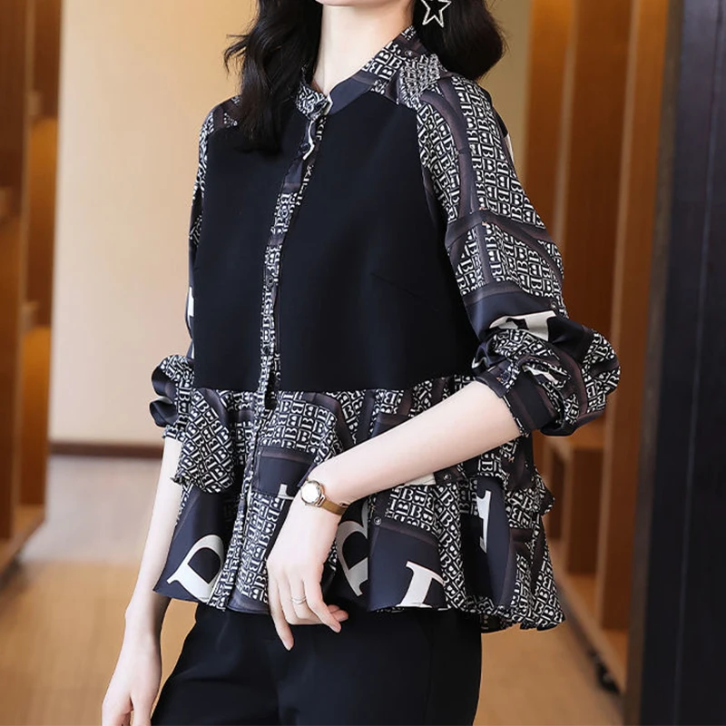 Vintage Printed Patchwork Elegant Office Lady Button Down Shirt Women's Autumn Fashion Long Sleeve Loose Blouse Top Blusas Mujer
Vintage Printed Patchwork Elegant Office Lady Button Down Shirt Women's Autumn Fashion Long Sleeve Loose Blouse Top Blusas Mujer