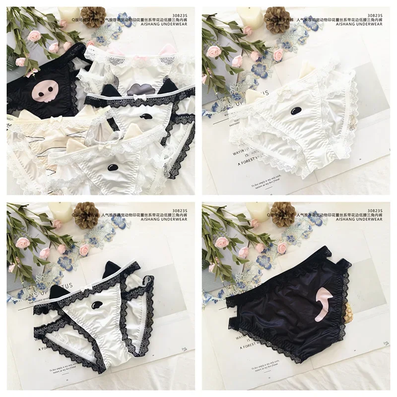 Charms Kuromi Underwear Q Version Anime Cartoon Cute Pet Animal Print Lace Edge Hollow Low-waist Briefs Sexy Charms Boxer Gift
Charms Kuromi Underwear Q Version Anime Cartoon Cute Pet Animal Print Lace Edge Hollow Low-waist Briefs Sexy Charms Boxer Gift