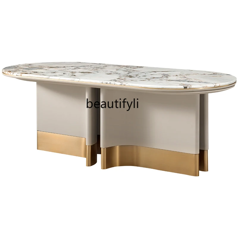 Italian-Style Light Luxury Stainless Steel Dining Table 2.2 M Household Modern Minimalist Marble Luxury Stone Oval Dining Table
Italian-Style Light Luxury Stainless Steel Dining Table 2.2 M Household Modern Minimalist Marble Luxury Stone Oval Dining Table