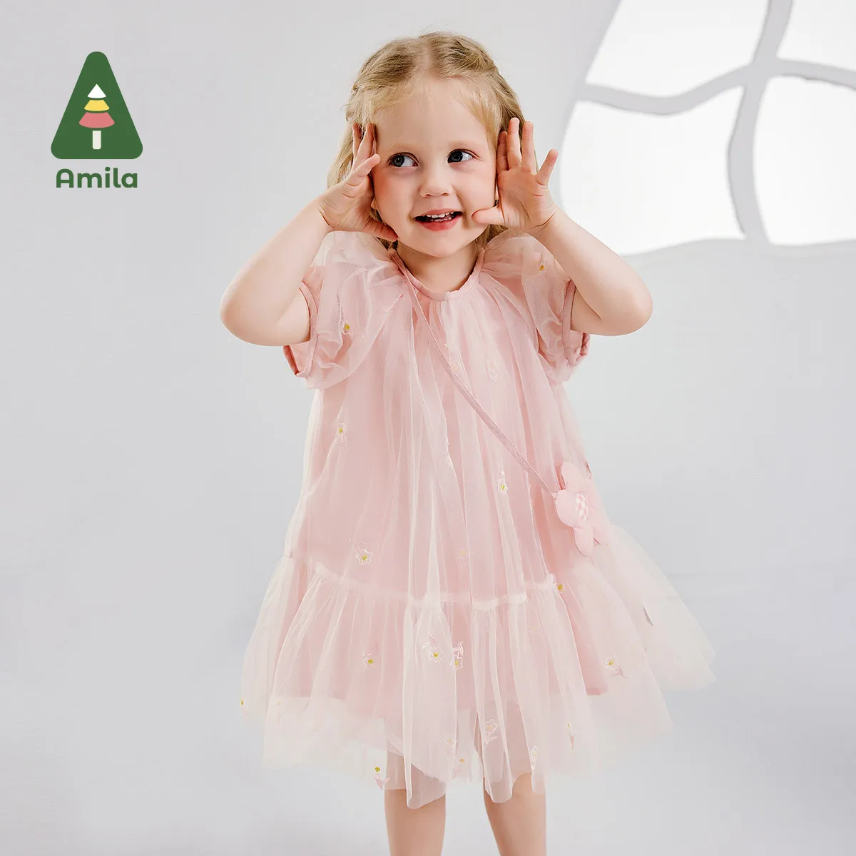 

Amila 2024 Summer New Girls Dress Sweet Cute Fashion Boutique High Quality Gauze Dress 0-6Y Children's Clothing