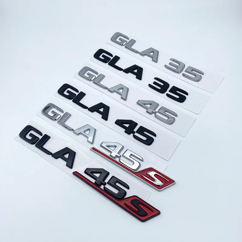 

2017 Black Silver Letters GLA35 GLA45 GLA45S Turbo 4matic+ Emblem for Mercedes Benz AMG Car Fender Trunk Rear X156 Logo Sticker