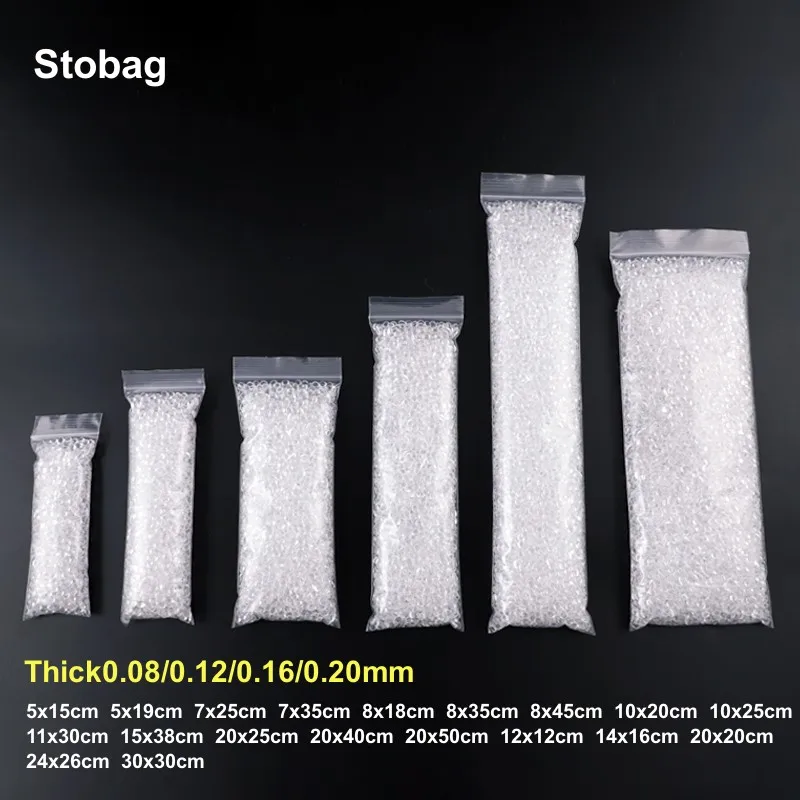 

StoBag 100pcs PE Transparent Ziplock Bags Long Self-sealing Clear Food Packaging Pouches Plastic Storage Waterproof Reusable