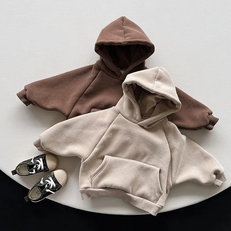 Autumn Winter Fleece Solid Hoodies Baby Boys Casual Loose Pocket All-match Hooded Top Girls Simple Thick Pullover Cotton Clothes
Autumn Winter Fleece Solid Hoodies Baby Boys Casual Loose Pocket All-match Hooded Top Girls Simple Thick Pullover Cotton Clothes