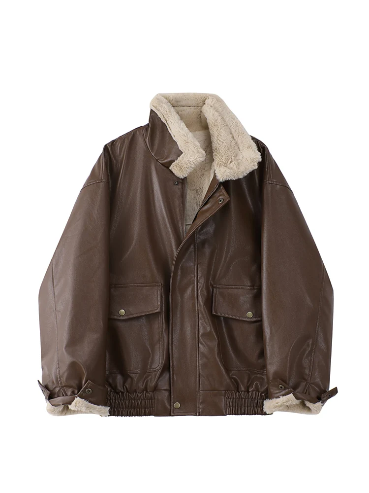 Winter Women's Fur Leather Jacket Long Sleeved Loose Warm Lamb Wool Vintage Thickened Locomotive Lapel Female PU Motorcycle Coat
Winter Women's Fur Leather Jacket Long Sleeved Loose Warm Lamb Wool Vintage Thickened Locomotive Lapel Female PU Motorcycle Coat