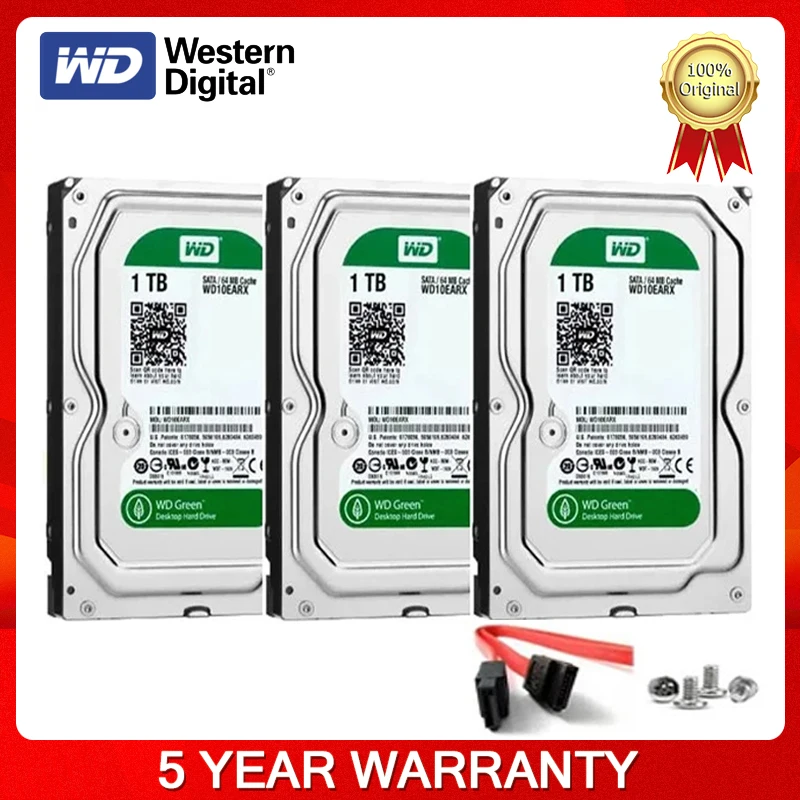 

Внутренний жесткий диск Western Digital WD Green, 4 ТБ, 3 ТБ, 2 ТБ 1 ТБ, 500 Гб, 3,5 дюйма, IntelliPower 3 ТБ, SATAIII, 6,0 Гб/с, 64 Мб кэш, 5400 об/мин