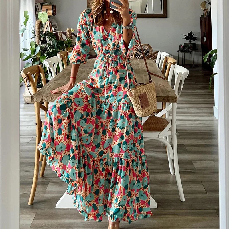 Everkaki Autumn New Cross-border Dresses Women's Fashion V-neck Long-sleeved Printed Loose Mid-length Dress
Everkaki Autumn New Cross-border Dresses Women's Fashion V-neck Long-sleeved Printed Loose Mid-length Dress