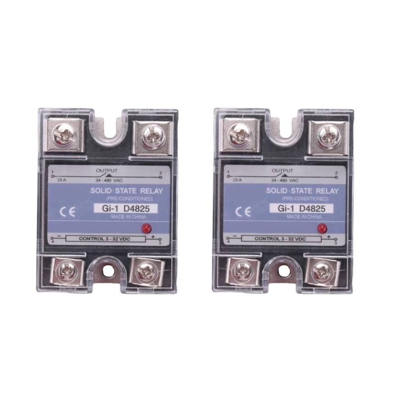 HOT SALE 2X SSR 25A 3-32V DC To 24-480V AC Single Phase Solid State Relay DC Control AC MGR-1 D4825 Load Voltage
HOT SALE 2X SSR 25A 3-32V DC To 24-480V AC Single Phase Solid State Relay DC Control AC MGR-1 D4825 Load Voltage