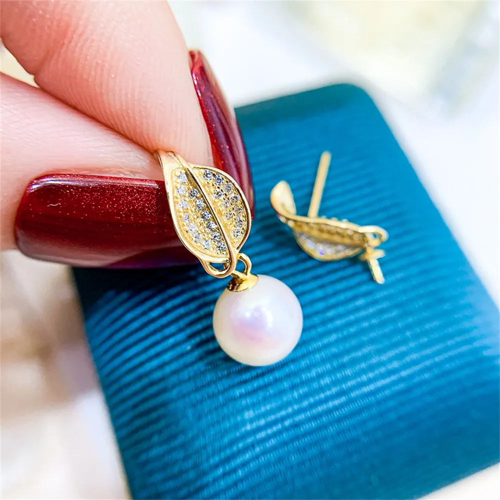 DIY Pearl Earnail Accessories S925 Sterling Silver Jewelry Leaf Earrings Women's Empty Fit 7-10mm Beads
DIY Pearl Earnail Accessories S925 Sterling Silver Jewelry Leaf Earrings Women's Empty Fit 7-10mm Beads