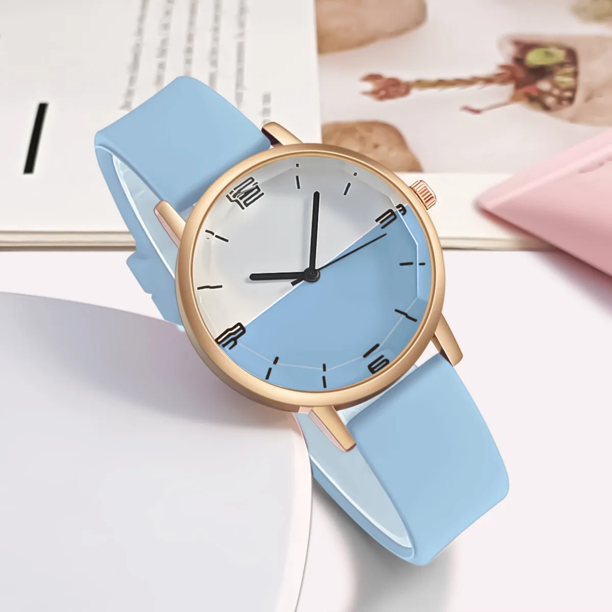 

New Watch for Women Jelly Color Rose Gold Dial Student Sports Casual Silicone Strap Ladies Quartz Wristwatches Gift Clock Reloj