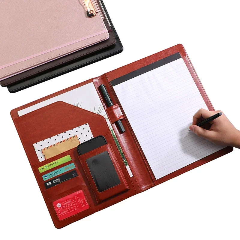 

Folder Document Strap Metal Office Conference File Slash Leather Portfolio Cover Study Padfolio Clip Pocket Meeting