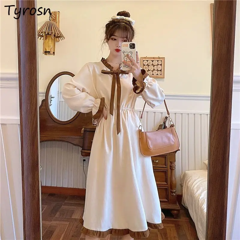 Long Sleeve Dress Women Sweet Elegant Design Patchwork Ruffles Gentle French Style Midi Vestidos Mujer Daily Autumn Fashion New
Long Sleeve Dress Women Sweet Elegant Design Patchwork Ruffles Gentle French Style Midi Vestidos Mujer Daily Autumn Fashion New