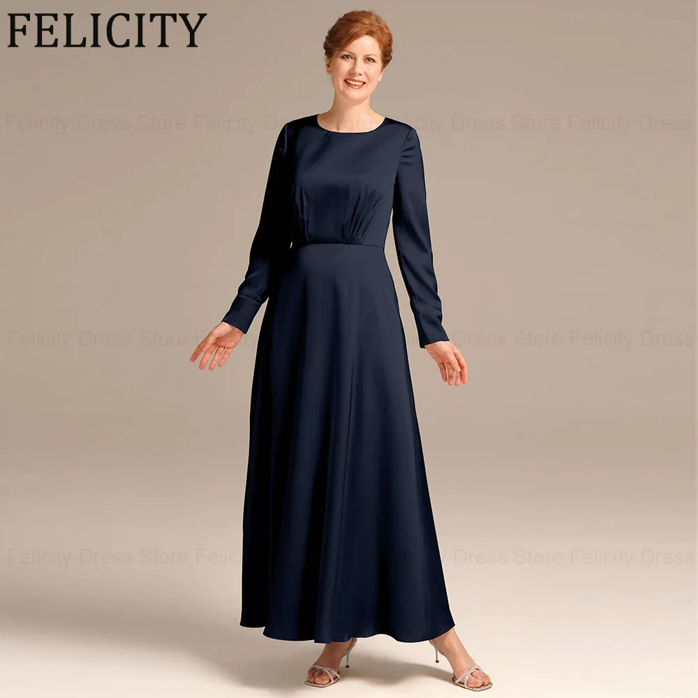Dark Navy Simple Mother of the Bride Dresses 2024 A-Line O-Neck Formal Wedding Guest Dress Satin Ankle-Length Party Evening Gown
Dark Navy Simple Mother of the Bride Dresses 2024 A-Line O-Neck Formal Wedding Guest Dress Satin Ankle-Length Party Evening Gown