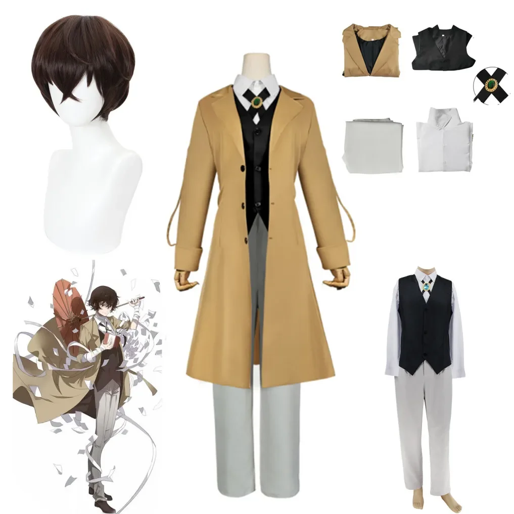 Anime Bungo Stray Dogs Dazai Osamu Cosplay Costume Long Jacket Coat Trench Suits Outfit Uniform Halloween Christmas Clothes
Anime Bungo Stray Dogs Dazai Osamu Cosplay Costume Long Jacket Coat Trench Suits Outfit Uniform Halloween Christmas Clothes