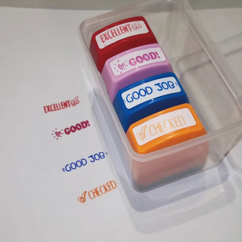 33x13mm 4pc set english teacher stamp school classroom praise stamps Student Kindergarden Kids Gift Reward Stamps Self inking
33x13mm 4pc set english teacher stamp school classroom praise stamps Student Kindergarden Kids Gift Reward Stamps Self inking