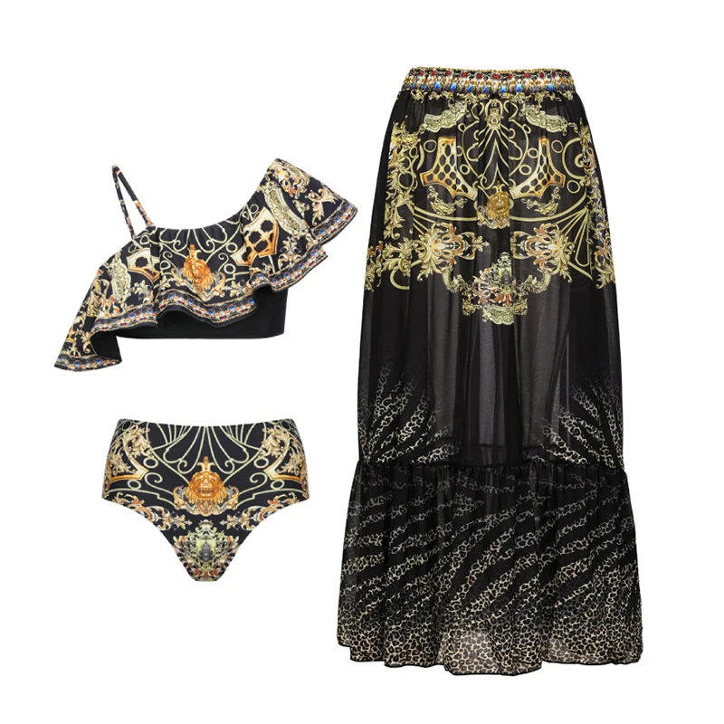 Single-shoulder Push Up Bikini Set 2023 New Womens Swimsuit Sexy Female Swimwear Gold Noble Print Bathing Swimming Biquini Suit
Single-shoulder Push Up Bikini Set 2023 New Womens Swimsuit Sexy Female Swimwear Gold Noble Print Bathing Swimming Biquini Suit