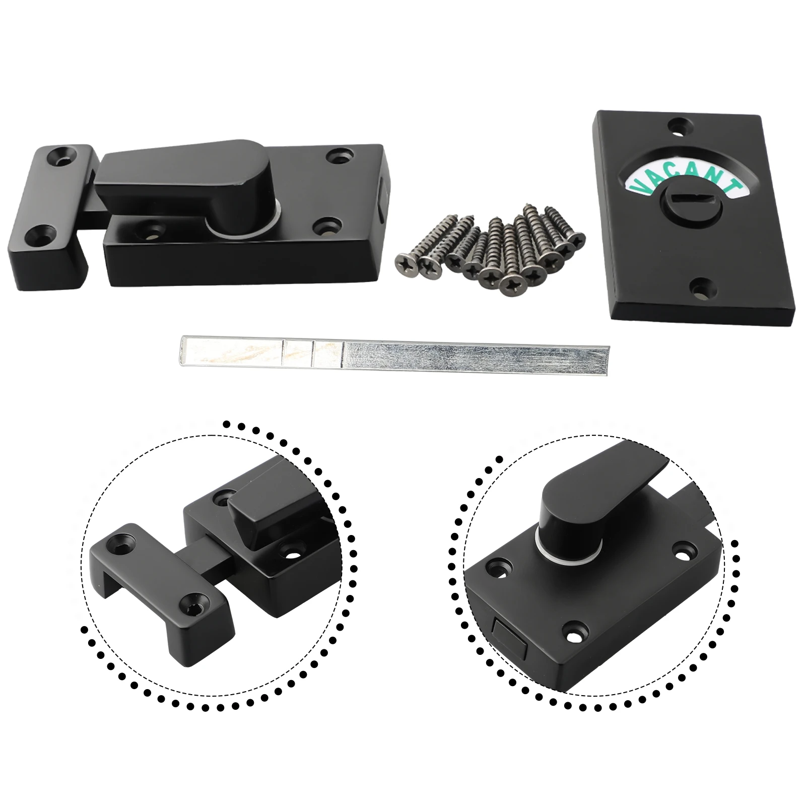 Zinc Alloy Black Indicator Bolt Vacant Engaged Bathroom Privacy WC Toilet Door Lock LED Occupancy Indicator Theft Proof Design
Zinc Alloy Black Indicator Bolt Vacant Engaged Bathroom Privacy WC Toilet Door Lock LED Occupancy Indicator Theft Proof Design