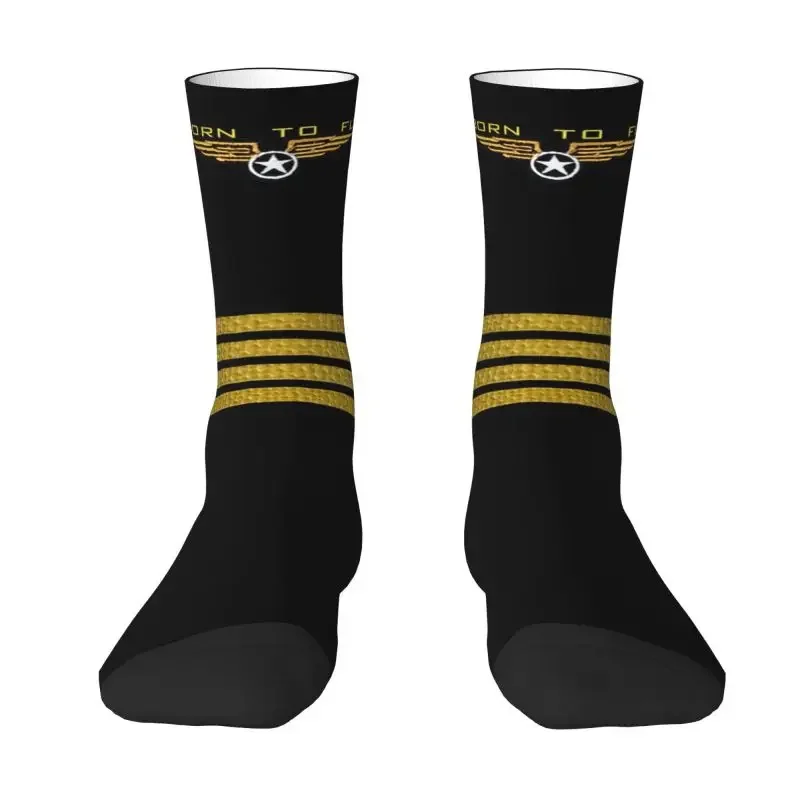 

Cute Printing Born To Fly Flight Pilot Socks for Women Men Stretchy Summer Autumn Winter Flying Aviation Aviator Crew Socks