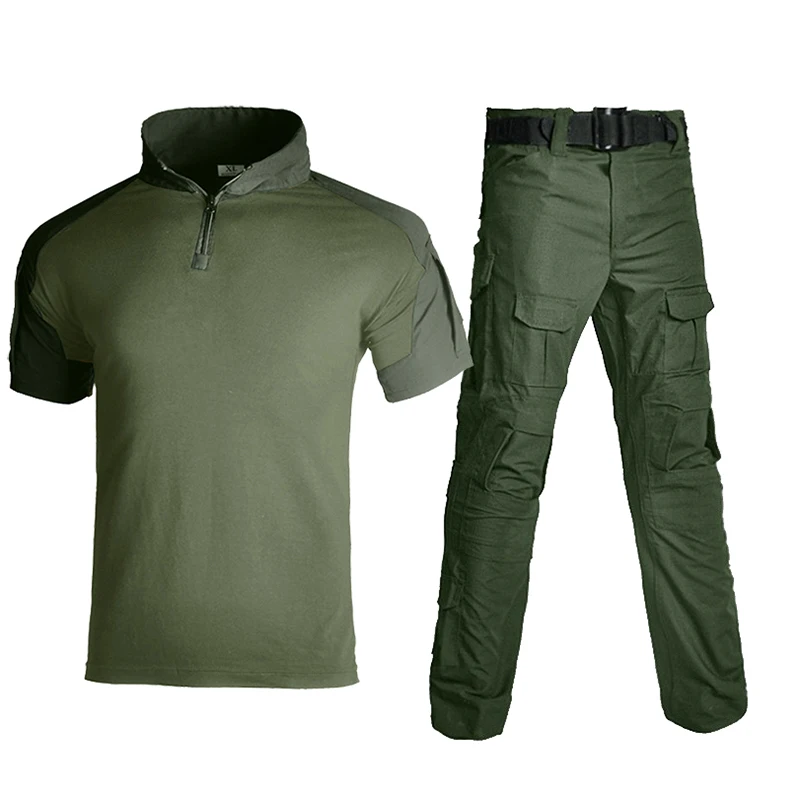 

New Summer Tactical Shirts Pants Hunting Clothing Men Training Uniform Tactics Shirts Cargo Pants +Pads Camo Suits No Pads