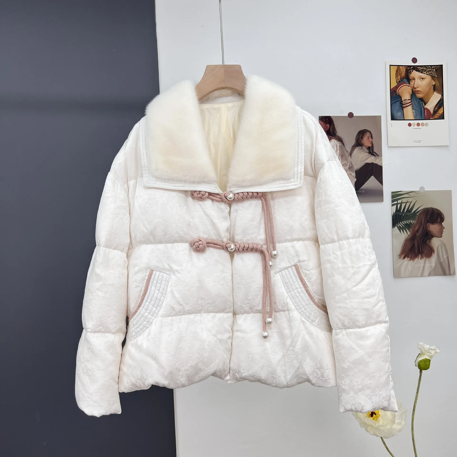 

2024 New Winter Wear Mink Collar Fur Down Coat White Goose Down Women's Ancient Style New Chinese Style Chinese Style coat