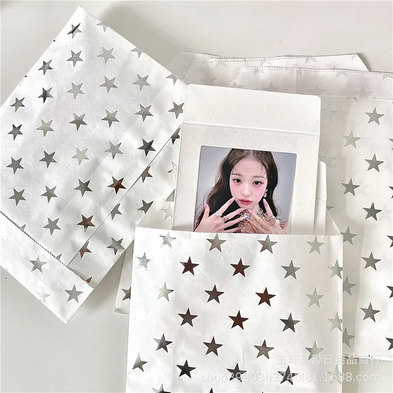 

Ins Style Simple Silver High Grade Star Hot Silver Paper Bag Gift Packaging Bag Kraft Paper Jewelry Storage Organizer New