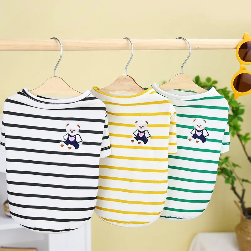 Green Striped Pet Vest Summer Thin T-shirt Teddy Bomi Jumper Puppy Soft Two-legged Clothes Animal Embroidered Dog Clothes
Green Striped Pet Vest Summer Thin T-shirt Teddy Bomi Jumper Puppy Soft Two-legged Clothes Animal Embroidered Dog Clothes