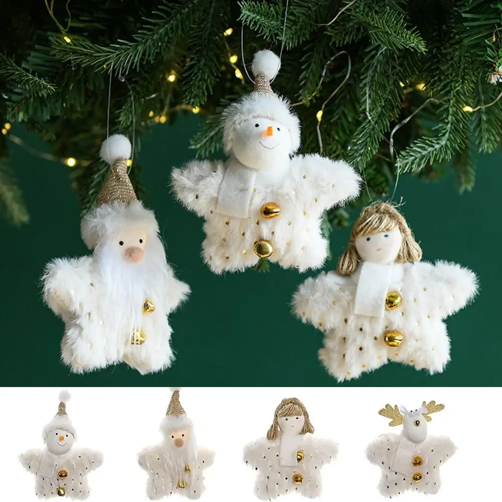 

Белая пятиконечная искусственная кукла, плюшевый снеговик/Санта-Клаус/Лось, Рождественское украшение, декоративная Маленькая рождественская елка, подвеска для дома