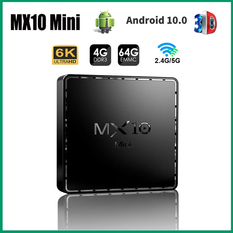 ТВ-приставка MX10Mini на Android 10 с поддержкой 6K 3D H.265 4 + 32/2022/5 ГГц | Электроника