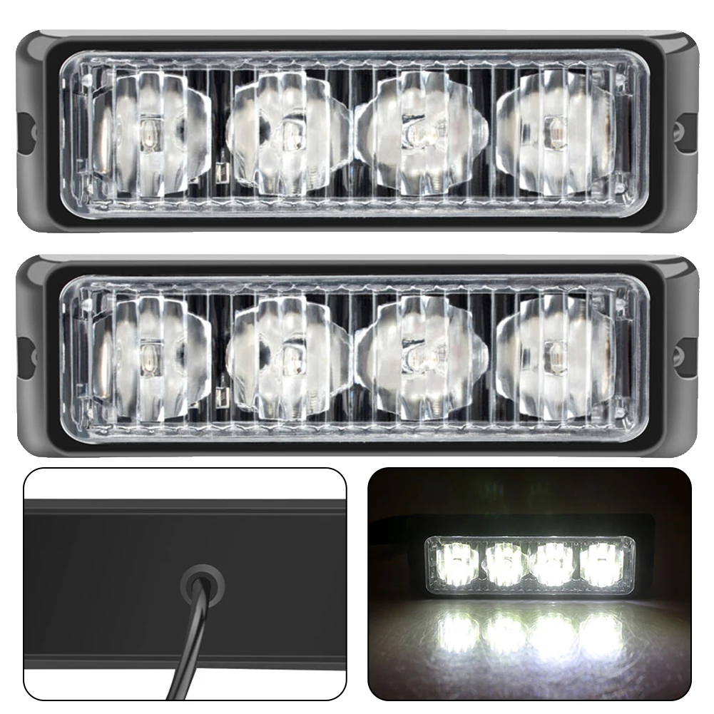 2pcs 12-24V 4 LED White Lights Recovery Flashing Breakdown Strobe Grille Light Universal Car Truck Lighting Lamp Car Accessories
2pcs 12-24V 4 LED White Lights Recovery Flashing Breakdown Strobe Grille Light Universal Car Truck Lighting Lamp Car Accessories