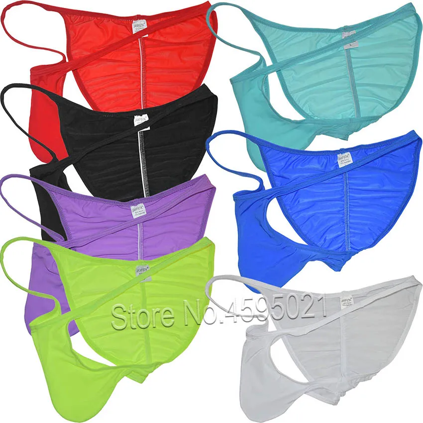 

Mens Ice Silk Bikini Briefs Underwear Male Hipster Brazilain Underpant All Ages Colorful Bulge Pouch Swimwear