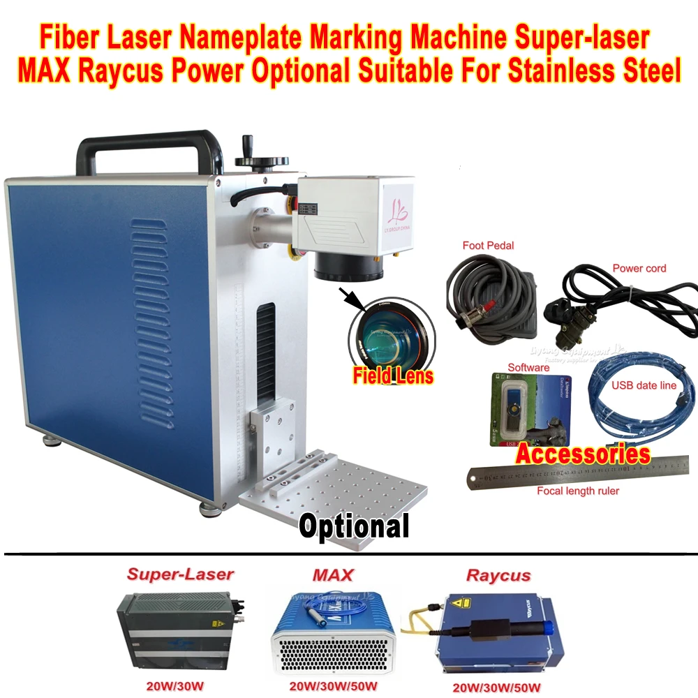20W 30W 50W Fiber Laser Nameplate Marking Machine Super-laser MAX Raycus Power Optional Suitable For Stainless Steel 110V 220V
20W 30W 50W Fiber Laser Nameplate Marking Machine Super-laser MAX Raycus Power Optional Suitable For Stainless Steel 110V 220V
