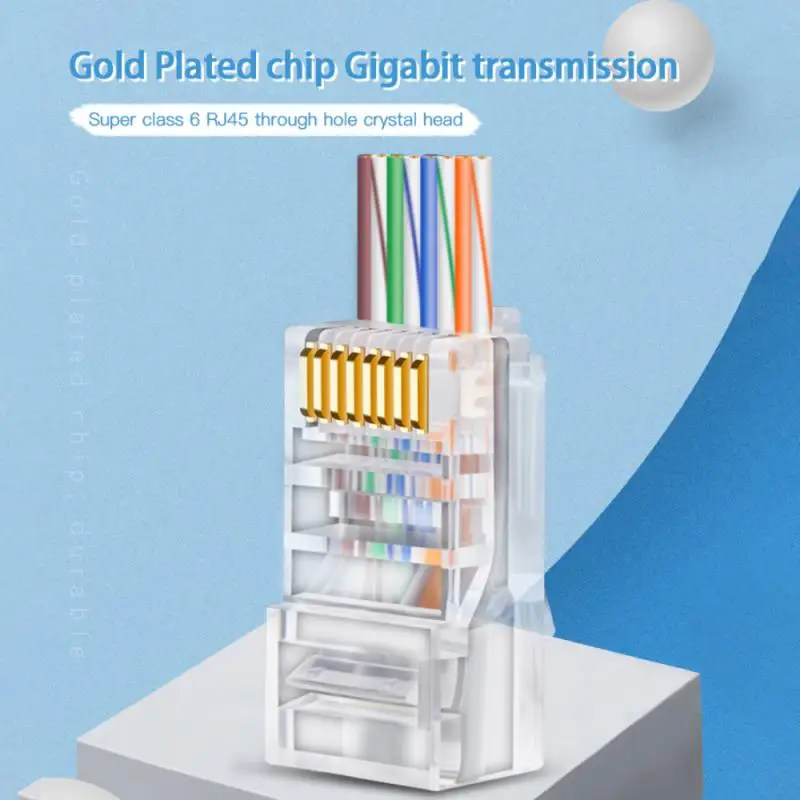 Connector 6U Gold PlatedPass Through Ethernet Cables Module Plug Network RJ-45 Crystal Heads Cat5 Cat5e
Connector 6U Gold PlatedPass Through Ethernet Cables Module Plug Network RJ-45 Crystal Heads Cat5 Cat5e