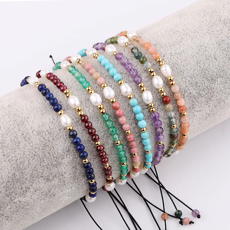 High Quality New Fashion Natural Stone 3mm Freshwater Pearl Beads Stainless Steel Macrame Adjustable Bracelet Jewelry For Women
High Quality New Fashion Natural Stone 3mm Freshwater Pearl Beads Stainless Steel Macrame Adjustable Bracelet Jewelry For Women