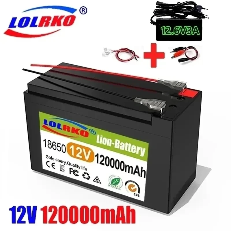 12v 18650 Li-ion rechargeable battery pack DC 12.6V 120Ah battery with EU plug + 12.6v 3a charger + cr123a DC bus head cable
12v 18650 Li-ion rechargeable battery pack DC 12.6V 120Ah battery with EU plug + 12.6v 3a charger + cr123a DC bus head cable