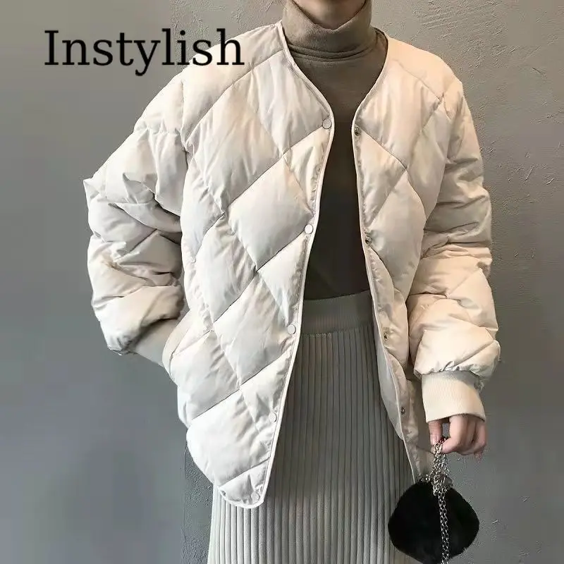 Winter Solid Quilted Jackets For Women O Neck Single Breasted Loose Pocket Coat Female Casual Office Street Cotton Outerwear
Winter Solid Quilted Jackets For Women O Neck Single Breasted Loose Pocket Coat Female Casual Office Street Cotton Outerwear