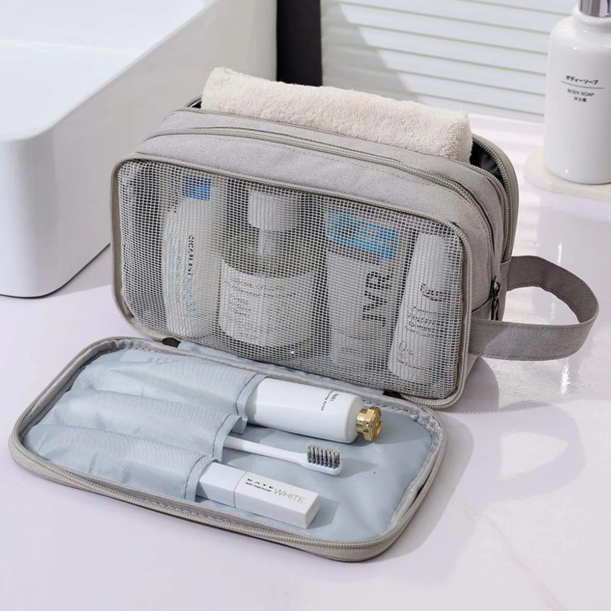 

Men's Business Trip Simple Toiletry Bag Portable Dry And Wet Separation Bag Large Capacity Travel Cosmetic Storage Bag Wholesale