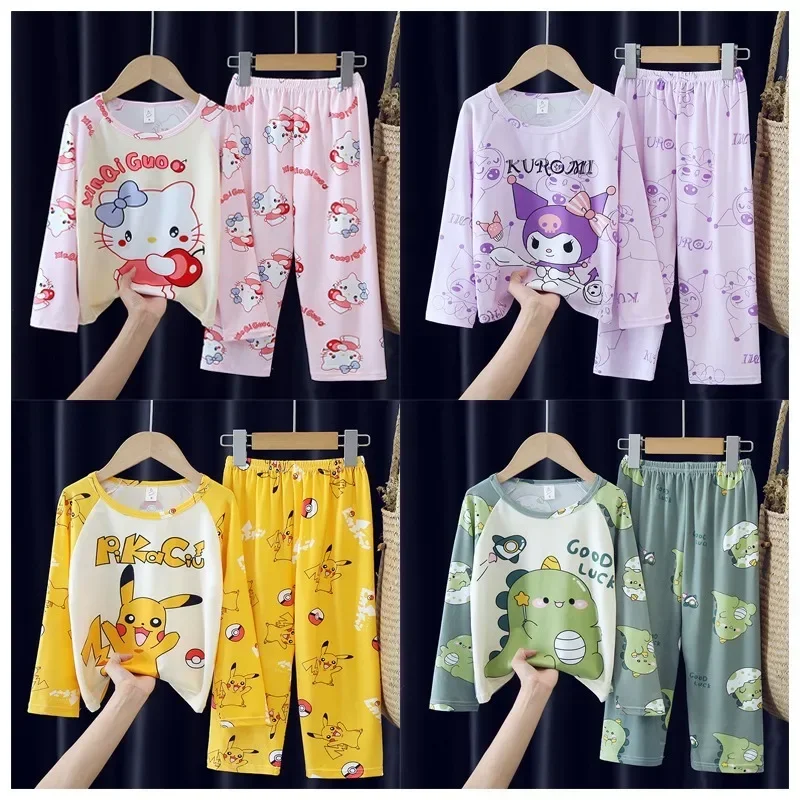 Sanrios Kuromi Hellokittys Printed Boys Girls Pajama Set Kawaii Round Neck Long Sleeved Home Clothing Cute Children Nightgown
Sanrios Kuromi Hellokittys Printed Boys Girls Pajama Set Kawaii Round Neck Long Sleeved Home Clothing Cute Children Nightgown