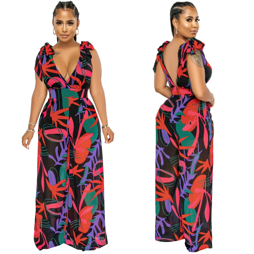 Sexy Deep V Neck Printing Women Jumpsuit Party Holiday Birthday 2022 Lace up Shoulder Backless Charming Wide Leg Jumpsuits
Sexy Deep V Neck Printing Women Jumpsuit Party Holiday Birthday 2022 Lace up Shoulder Backless Charming Wide Leg Jumpsuits