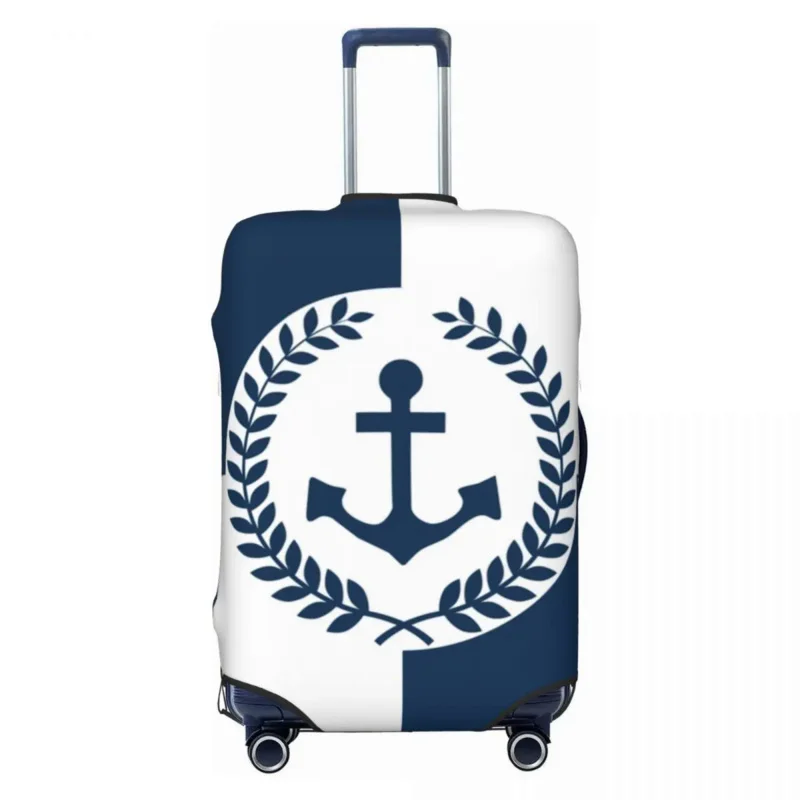 

Fashion White Navy Blue Nautical Anchor Luggage Cover Protector Washable Travel Suitcase Covers