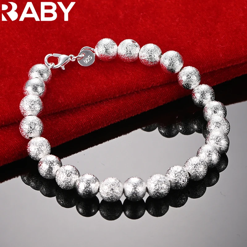 URBABY 925 Sterling Silver Bracelet For Women 8MM Frosted Matte Beads Bracelets Chain Fashion Jewelry Gift Party Accessories
URBABY 925 Sterling Silver Bracelet For Women 8MM Frosted Matte Beads Bracelets Chain Fashion Jewelry Gift Party Accessories