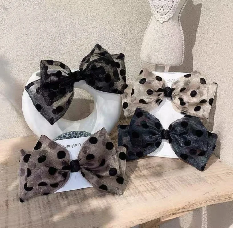 

Polka Dots Bow Elastic Hair Rubber Bands for Girls Handmade Organza Bowknot Hair Ties Ropes Ponytail Holder Hair Accessories