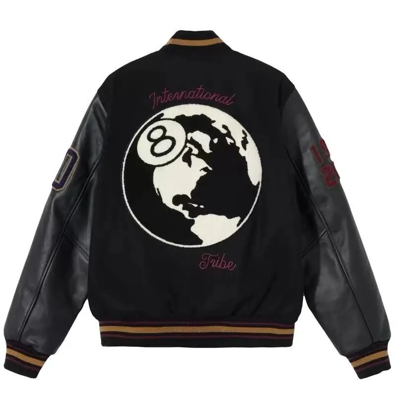 Vintage Black 8 Earth Embroidery Woolen Baseball Uniform High Street Autumn Winter Thickened Coat Ins Streetwear Jacket for Men
Vintage Black 8 Earth Embroidery Woolen Baseball Uniform High Street Autumn Winter Thickened Coat Ins Streetwear Jacket for Men