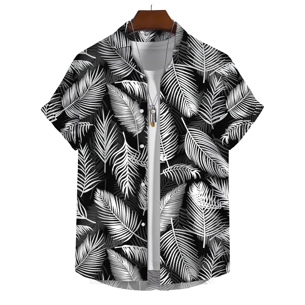 

Leaf Tropical Men's Resort Hawaiian 3D Print Shirts Outdoor Vacation Beach Summer Turndown Short Sleeve Spandex Hawaii Shirts