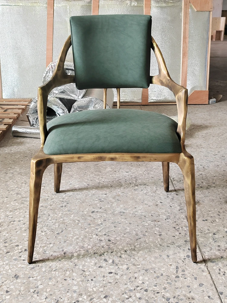 Light luxury pure copper dining chair living room household leather art
Light luxury pure copper dining chair living room household leather art