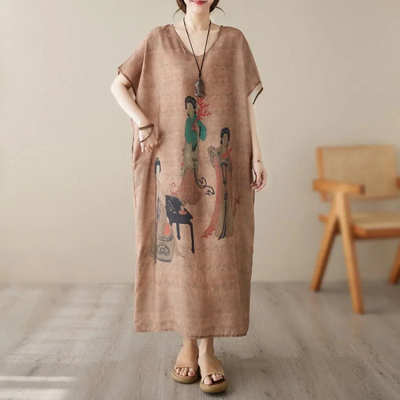 Summer Dress For Women Bohemian Hemp Dress Retro Cotton Linen Temperament Evening Dresses Loose Robe Printed Elegant Long Skirt
Summer Dress For Women Bohemian Hemp Dress Retro Cotton Linen Temperament Evening Dresses Loose Robe Printed Elegant Long Skirt