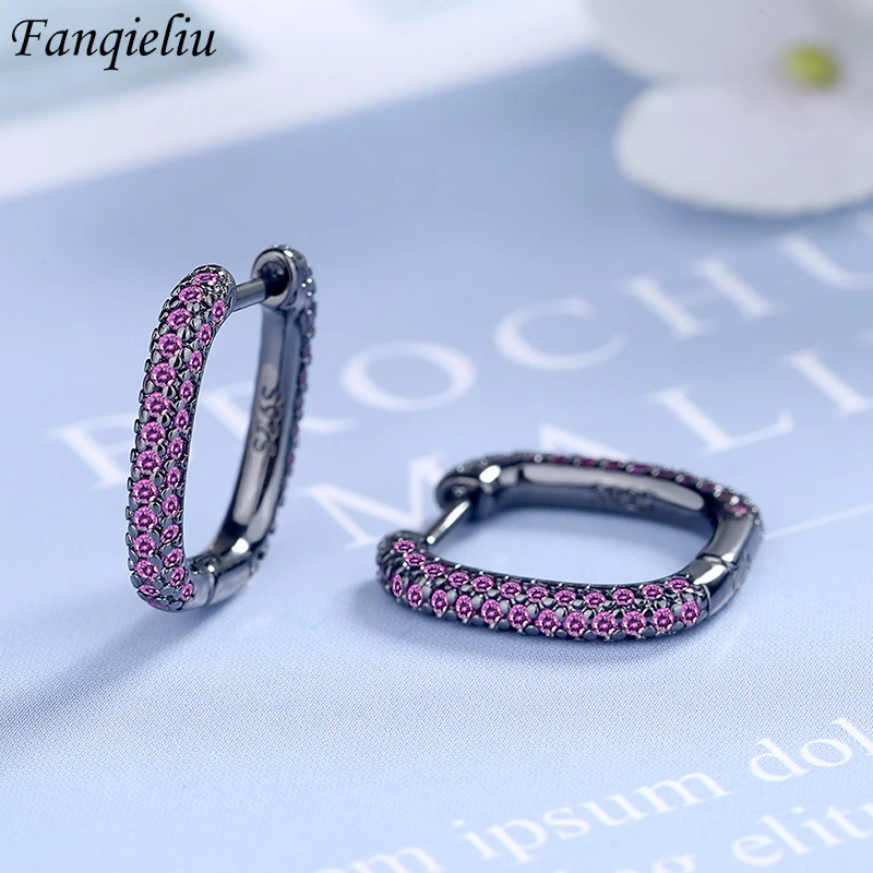 Fanqieliu S925 Stamp New Woman's Hoop Earrings Trendy Black Pink Zircon Luxury Jewelry Gift For Girl FQL20487
Fanqieliu S925 Stamp New Woman's Hoop Earrings Trendy Black Pink Zircon Luxury Jewelry Gift For Girl FQL20487
