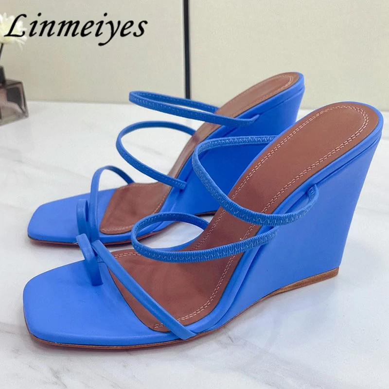 

Summer Wedges Heels Slippers Women Flip Flop Narrow Band Runway Party Shoes Female Peep Toe High Heels Gladiator Sandals Woman