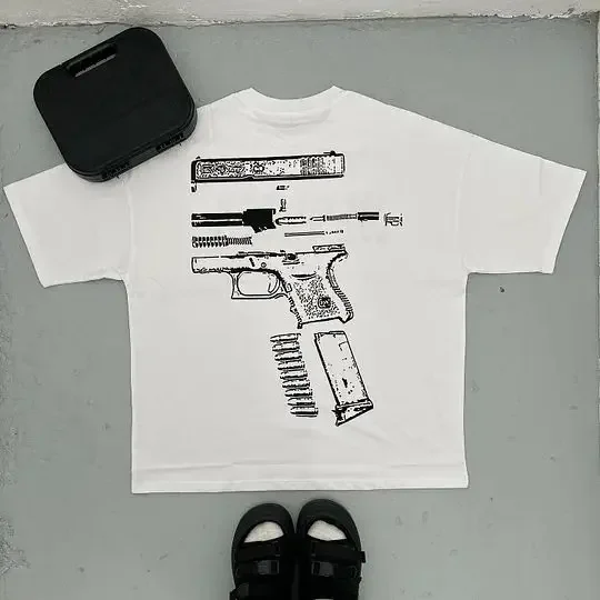 

Футболка Y2k мужская оверсайз с принтом, топ с графическим принтом пистолета в стиле Харадзюку, Готическая футболка с буквенным принтом, профессиональный выбор, уличная одежда, 2024