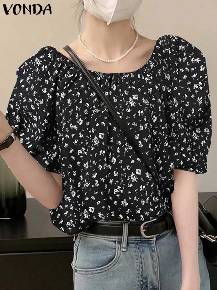 Women Elegant Shirts 2023 VONDA Fashion Short Puff Sleeve Printed Party Tops Summer OL Shirts Female Retro Blouse Baggy Blusas
Women Elegant Shirts 2023 VONDA Fashion Short Puff Sleeve Printed Party Tops Summer OL Shirts Female Retro Blouse Baggy Blusas