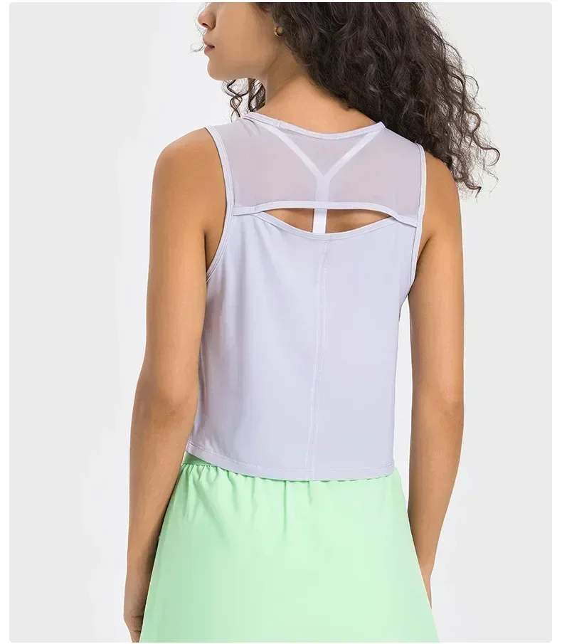 

Lemon Buttery Soft Yoga Vest For Women Loose Fit Workout Tank Top Gym Wear Sleeveless Back Hollow Out Sportswear Sport Shirts